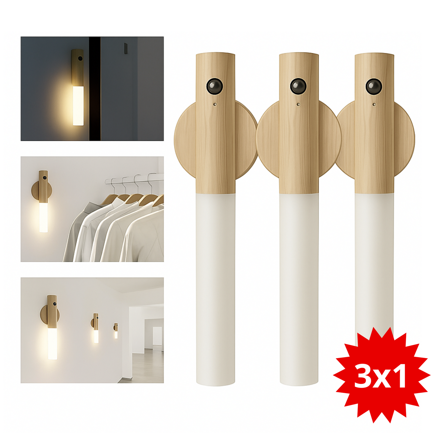 ¡PROMO 3X1! Bastones Led con Sensor Movimiento 3en1